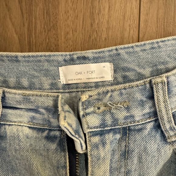 OAK + FORT Light Blue Straight Leg Distressed Jeans - Picture 2 of 3